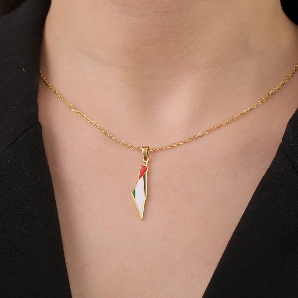 Palestine Flag Map Charm Bracelet Gift Idea